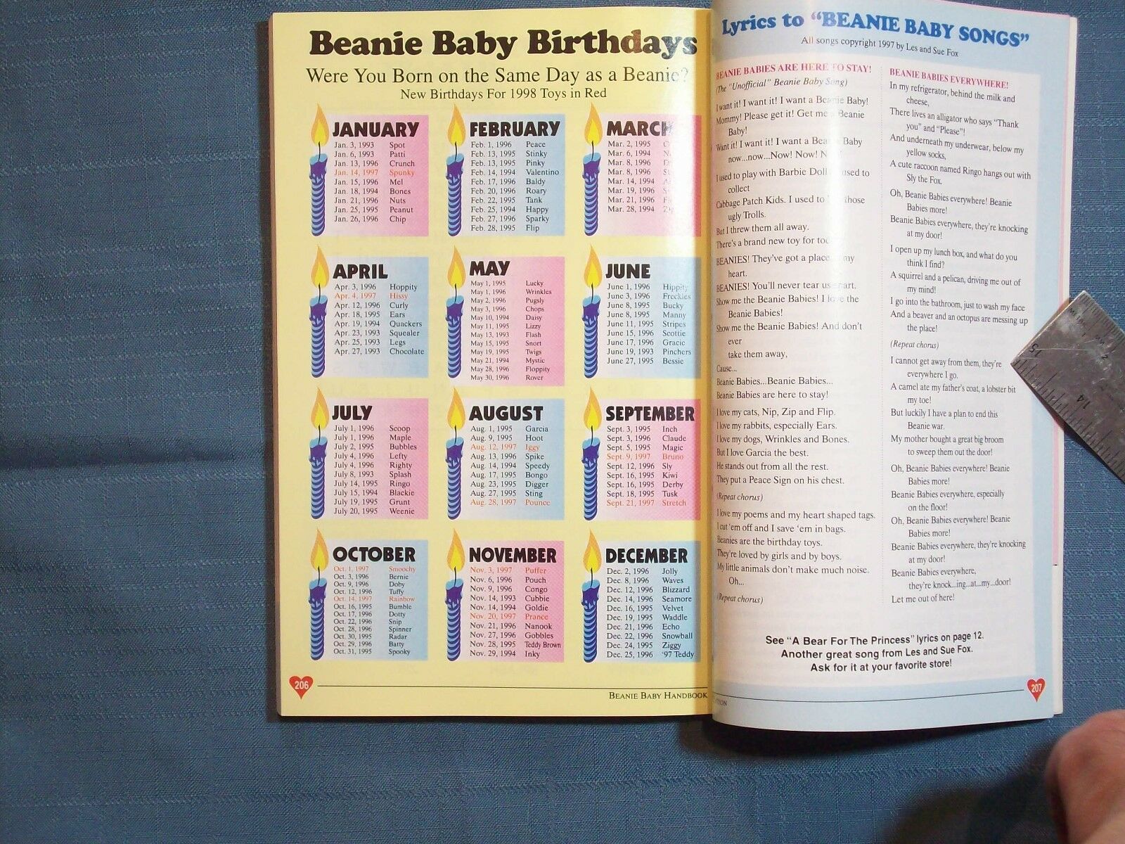 BEANIE BABY HANDBOOK 1998 EDITION BY LES & SUE FOX LYRICS TO THE NEW BEANIE BABY - Fresh Stock Dated December 2025