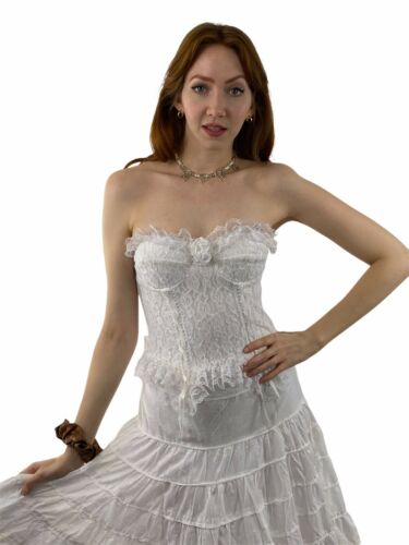 Vintage 90s y2k fairycore grunge Cottagecore Gothic Lolita White Ruffle skirt - Fresh Stock Dated February 2026