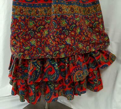 RUFFLED LAYERED Vintage 70s BOHEMIAN PAISLEY WOOL MAXI SKIRT  - 26 inch waist - Fresh Stock Dated December 2025