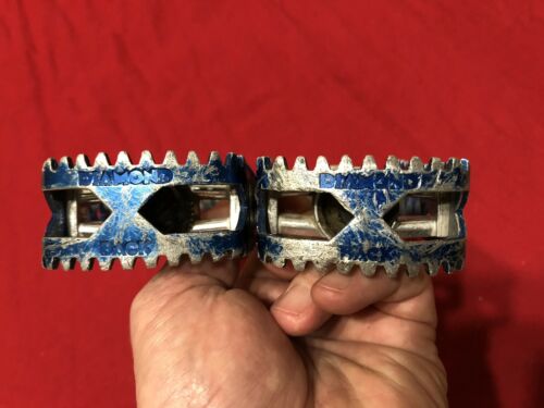 USED BLUE DIAMOND BACK 9/16 MKS BM 10 PEDALS OLD SCHOOL BMX - Fresh Stock Dated December 2025