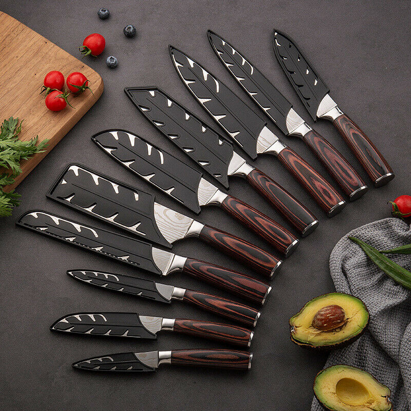 Kitchen Knife Set Japanese Damascus Pattern Chef Stainless Steel Cleaver Knives - Fresh Stock Dated December 2025