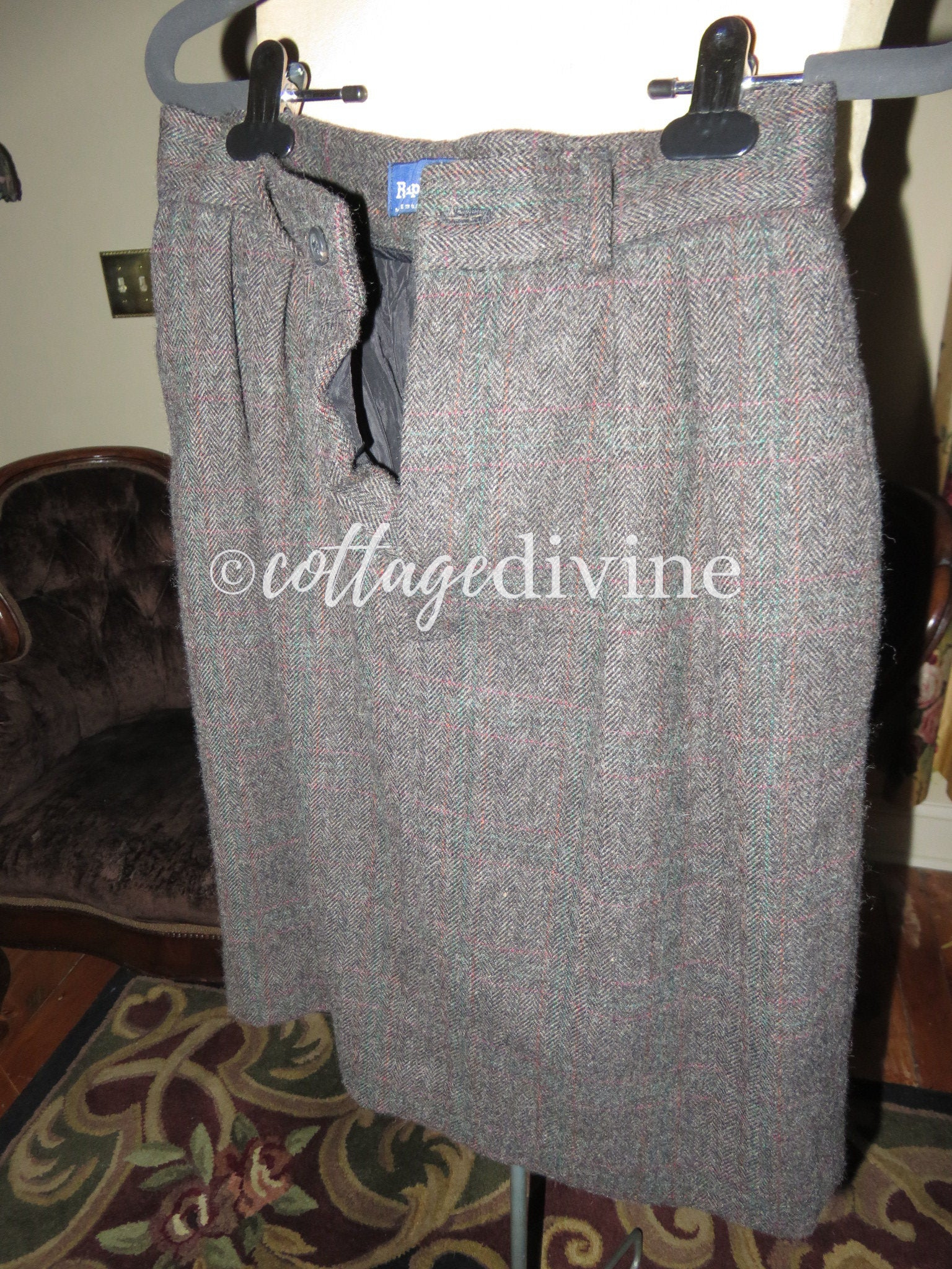 Polo Ralph Lauren Vtg Preppy Wool Tweed A-line Mini Skirt, Small, Made in USA - Fresh Stock Dated February 2026