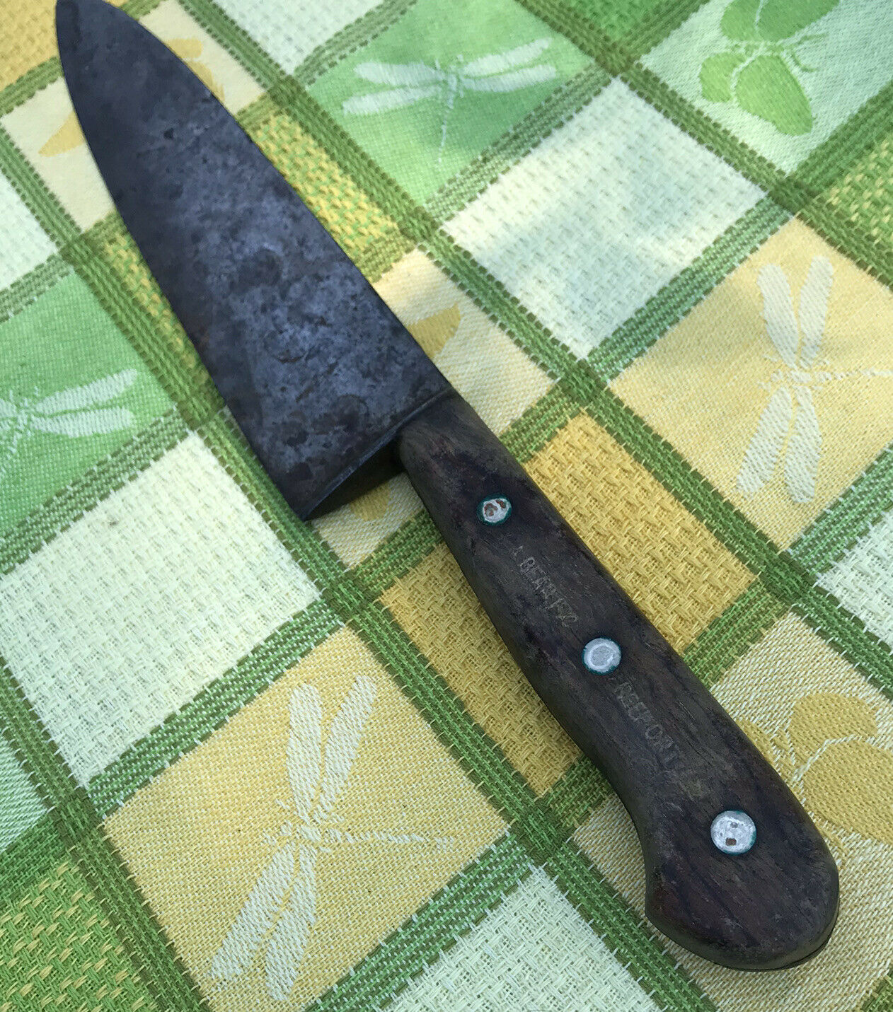 Vintage LL Bean Chef's Knife 8.5” Carbon Steel Blade Wooden Handle - Fresh Stock Dated December 2025