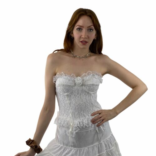 Vintage 90s y2k fairycore grunge Cottagecore Gothic Lolita White Ruffle skirt - Fresh Stock Dated February 2026