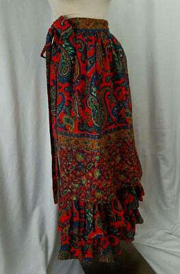 RUFFLED LAYERED Vintage 70s BOHEMIAN PAISLEY WOOL MAXI SKIRT  - 26 inch waist - Fresh Stock Dated December 2025