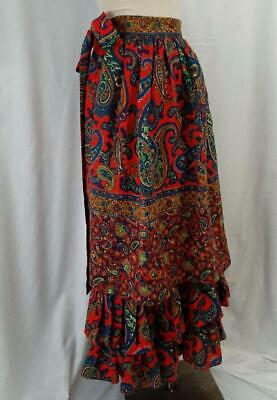 RUFFLED LAYERED Vintage 70s BOHEMIAN PAISLEY WOOL MAXI SKIRT  - 26 inch waist - Fresh Stock Dated December 2025
