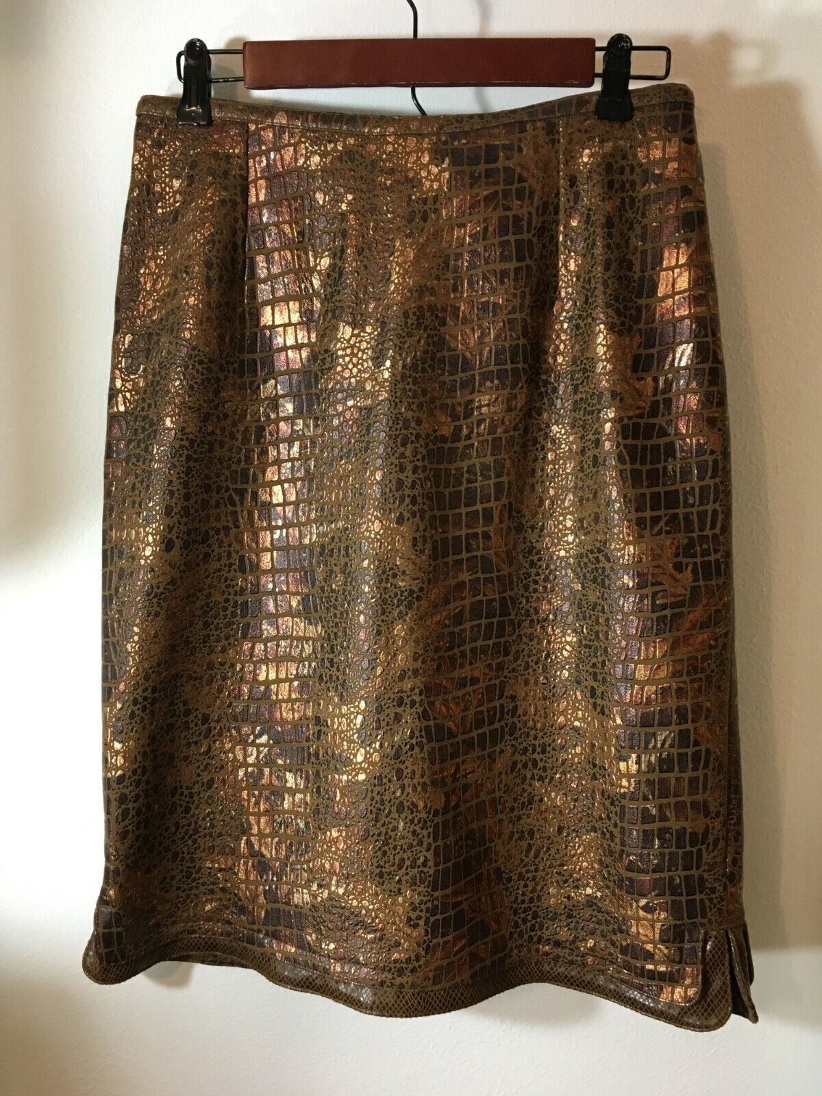 Vintage Vera Cristina Size 6 Skirt Bronze Metallic Faux Leather Polyester  SK4 - Fresh Stock Dated March 2026