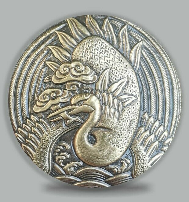 2020 China 60mm Brass Medal - Lunar New Year of Rat - Red-Crowned Crane & Rat - Fresh Stock Dated February 2026