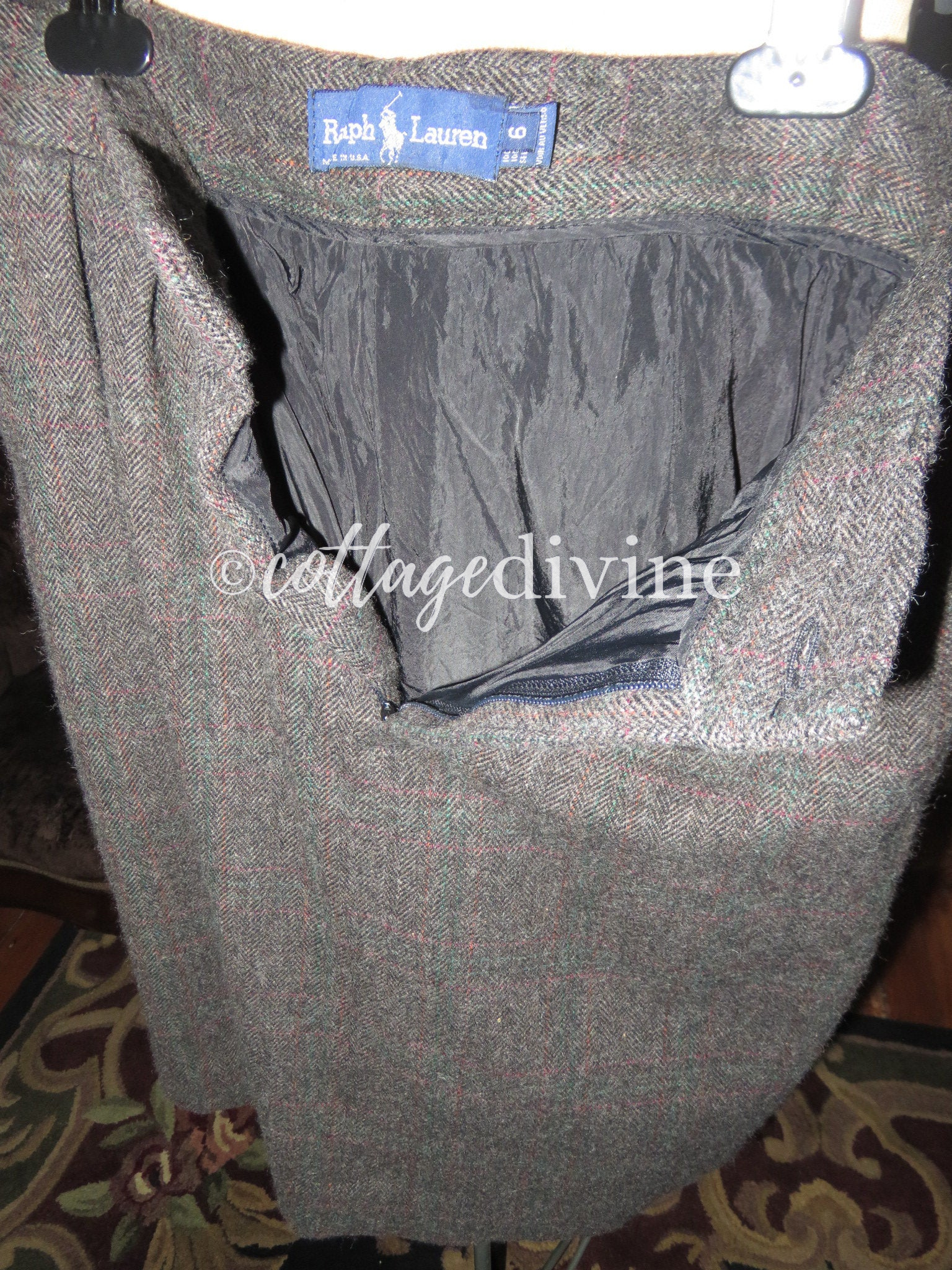 Polo Ralph Lauren Vtg Preppy Wool Tweed A-line Mini Skirt, Small, Made in USA - Fresh Stock Dated February 2026