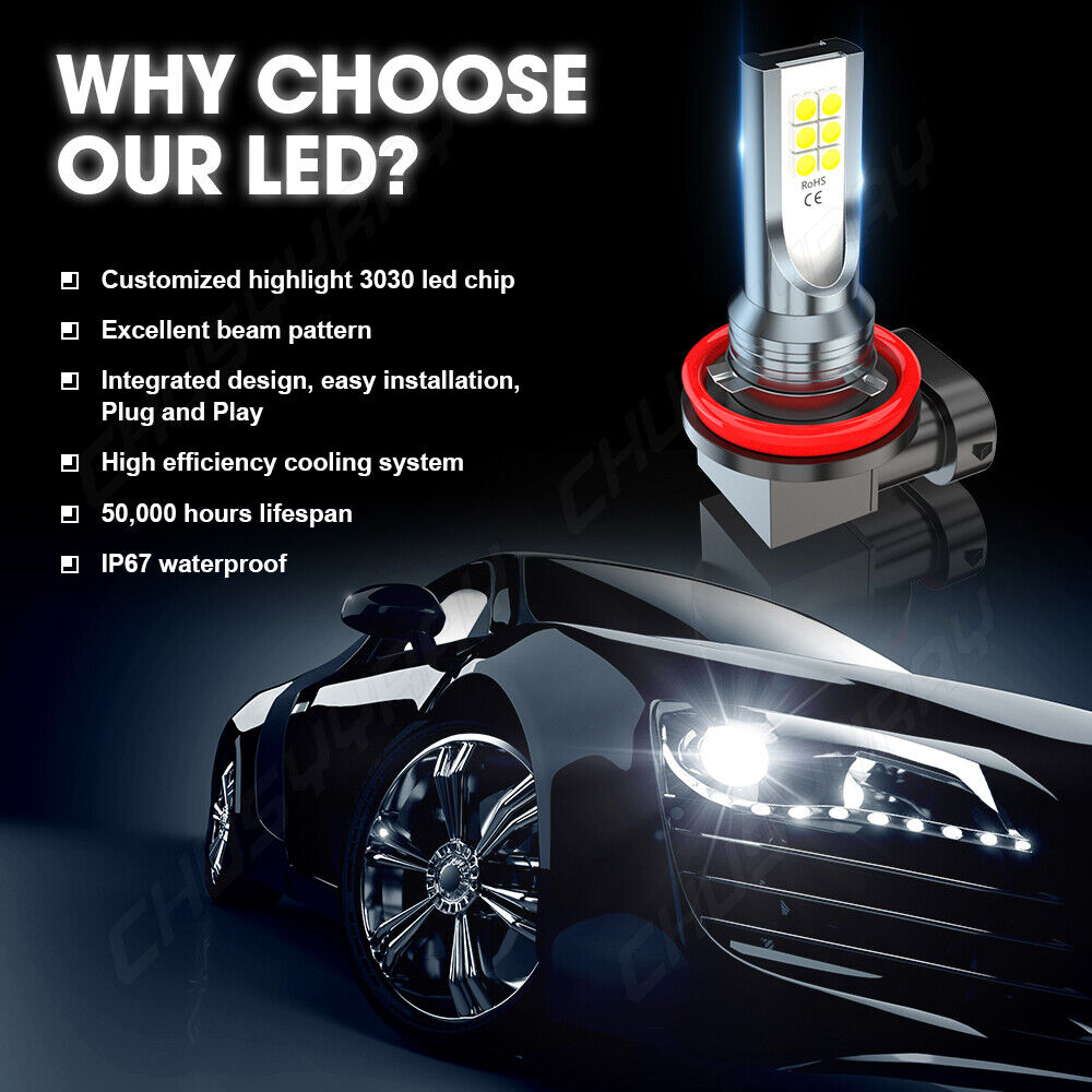 For Suzuki GSX1300R 2008-09 2011-18 H7 H9 LED Headlight 6000K Bulbs Kit - Fresh Stock Dated March 2026