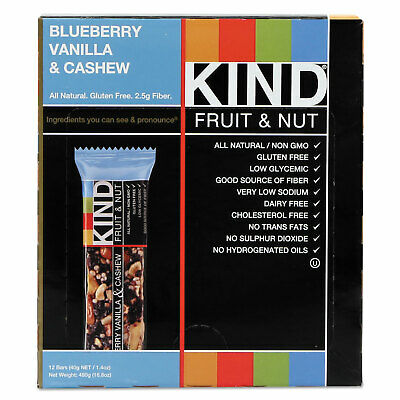 KIND Fruit and Nut Bars Blueberry Vanilla and Cashew 1.4 oz Bar 12/Box 18039 - Fresh Stock Dated December 2025