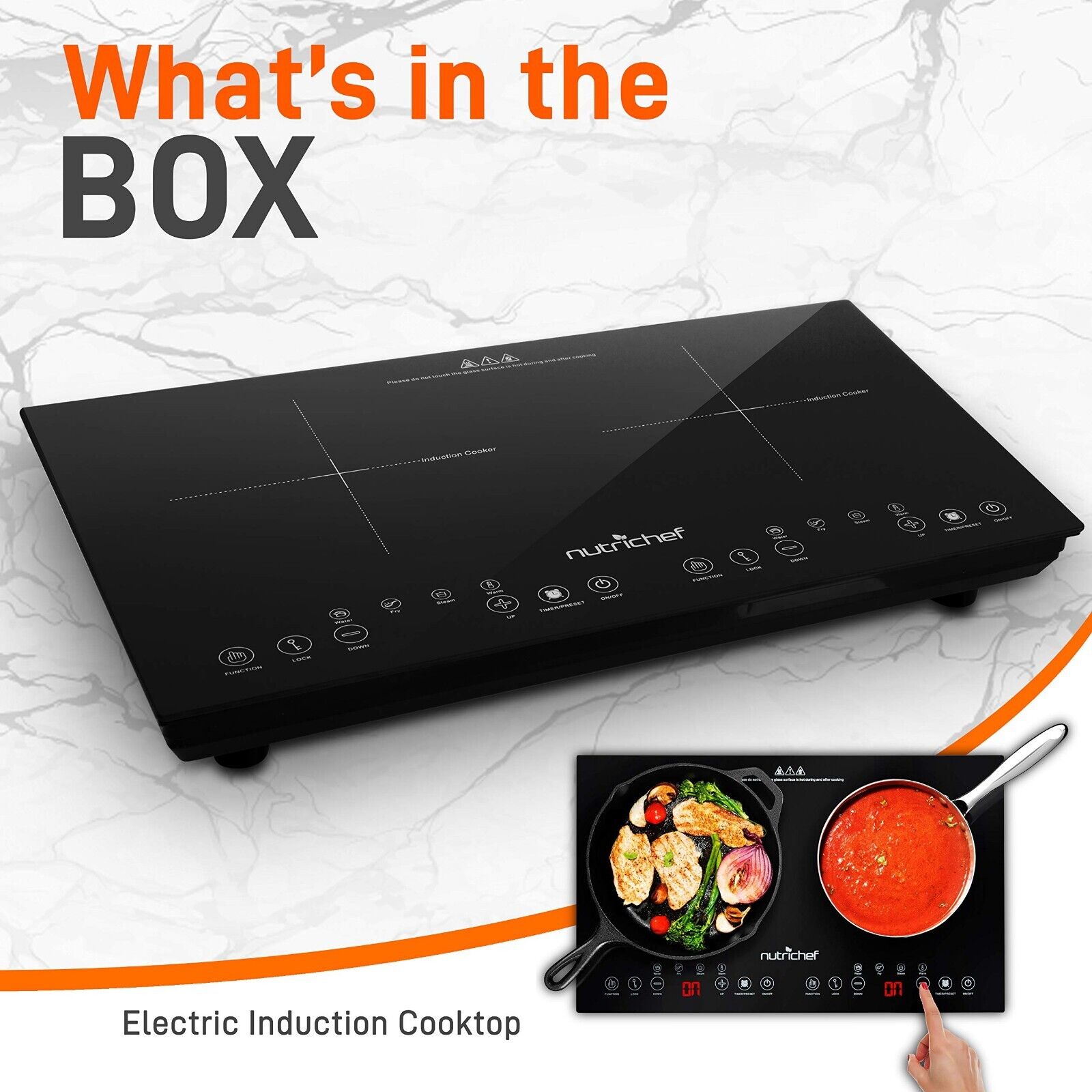 NutriChef Portable Double Induction Cooktop Digital Ceramic Dual Burner PKSTIND4 - Fresh Stock Dated February 2026