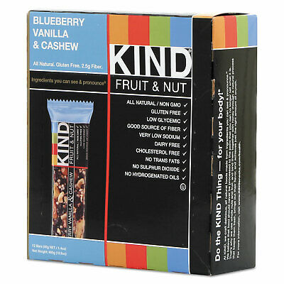 KIND Fruit and Nut Bars Blueberry Vanilla and Cashew 1.4 oz Bar 12/Box 18039 - Fresh Stock Dated December 2025