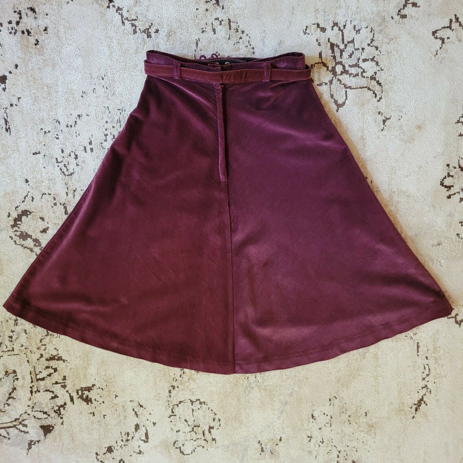 Vintage MJ Concepts in Sportswear Size 5 Dark Mauve Velveteen Skirt Frog Belt - Fresh Stock Dated February 2026