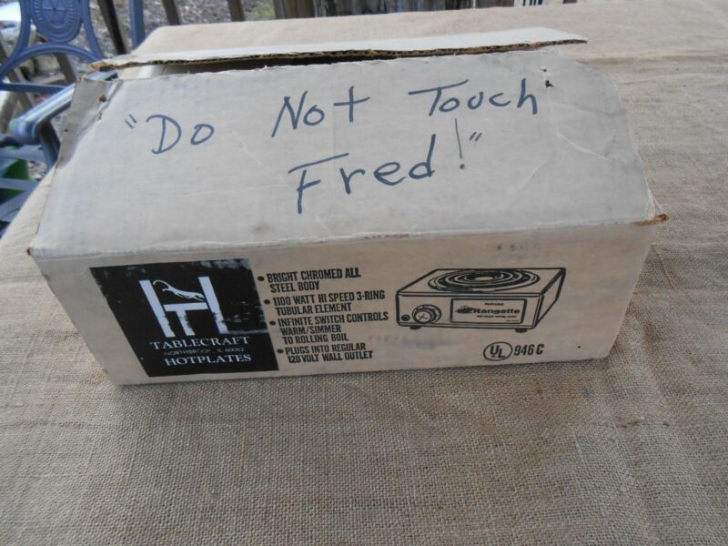 Vtg  Tablecraft Rangette 1 Burner Portable Electric Hotplate Model 110 -A -CUl - Fresh Stock Dated December 2025