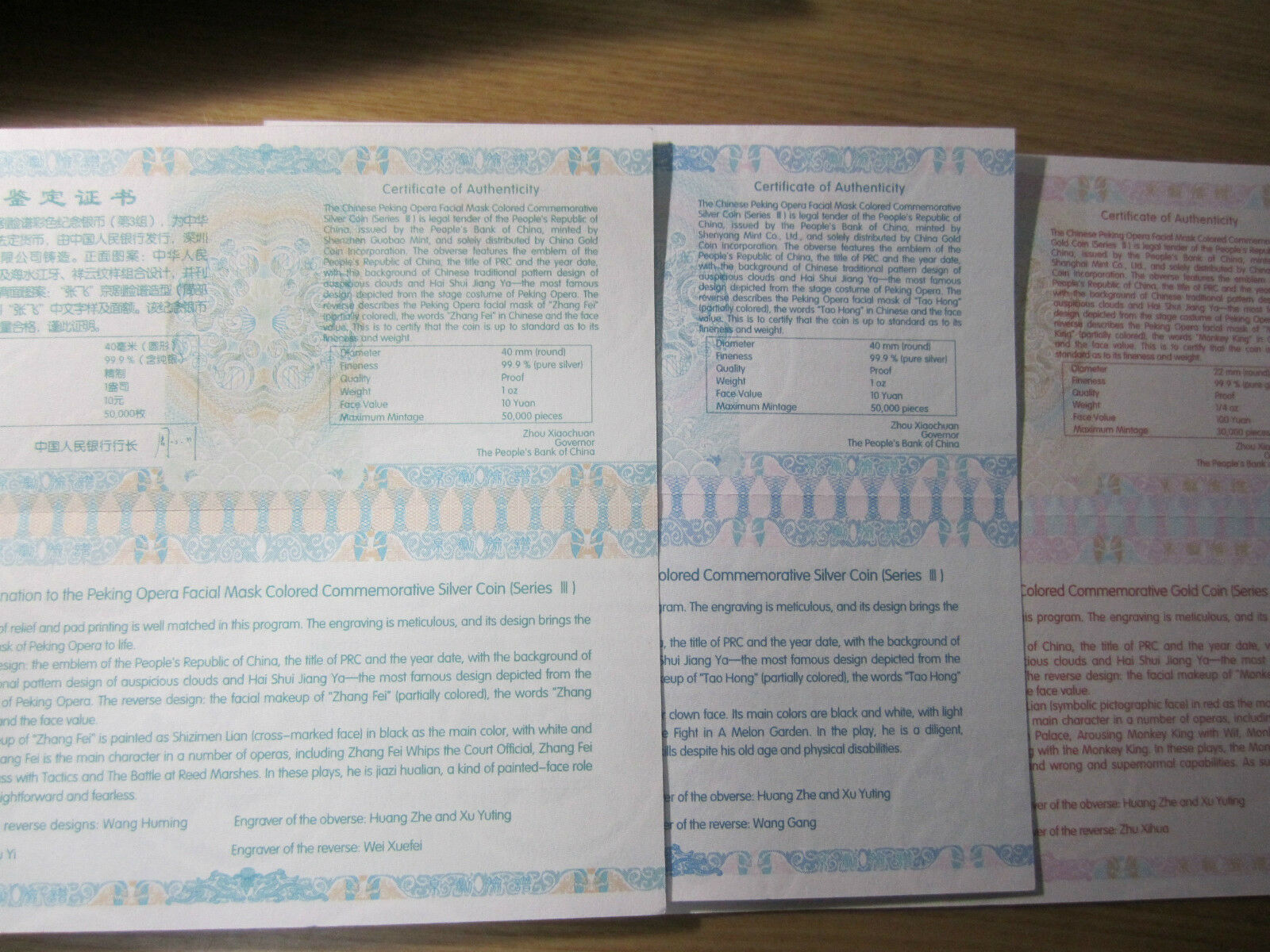 China 2012 Peking Opera Facial Mask(3rd Issue) - Gold and Silver Coins Set - Fresh Stock Dated February 2026