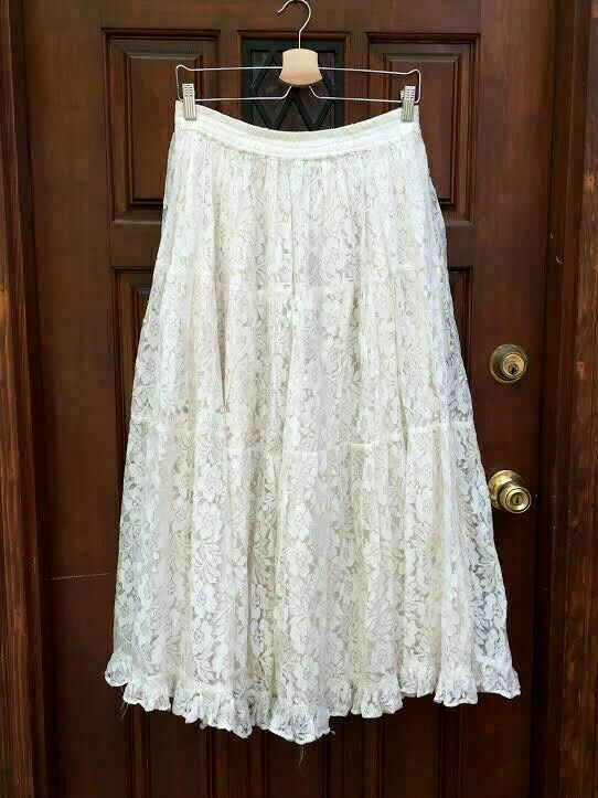 Vtg. 70s Nostalgia~soft-White Lace~Full~tiered Skirt~Long~11/12~Wedding~Party - Fresh Stock Dated February 2026