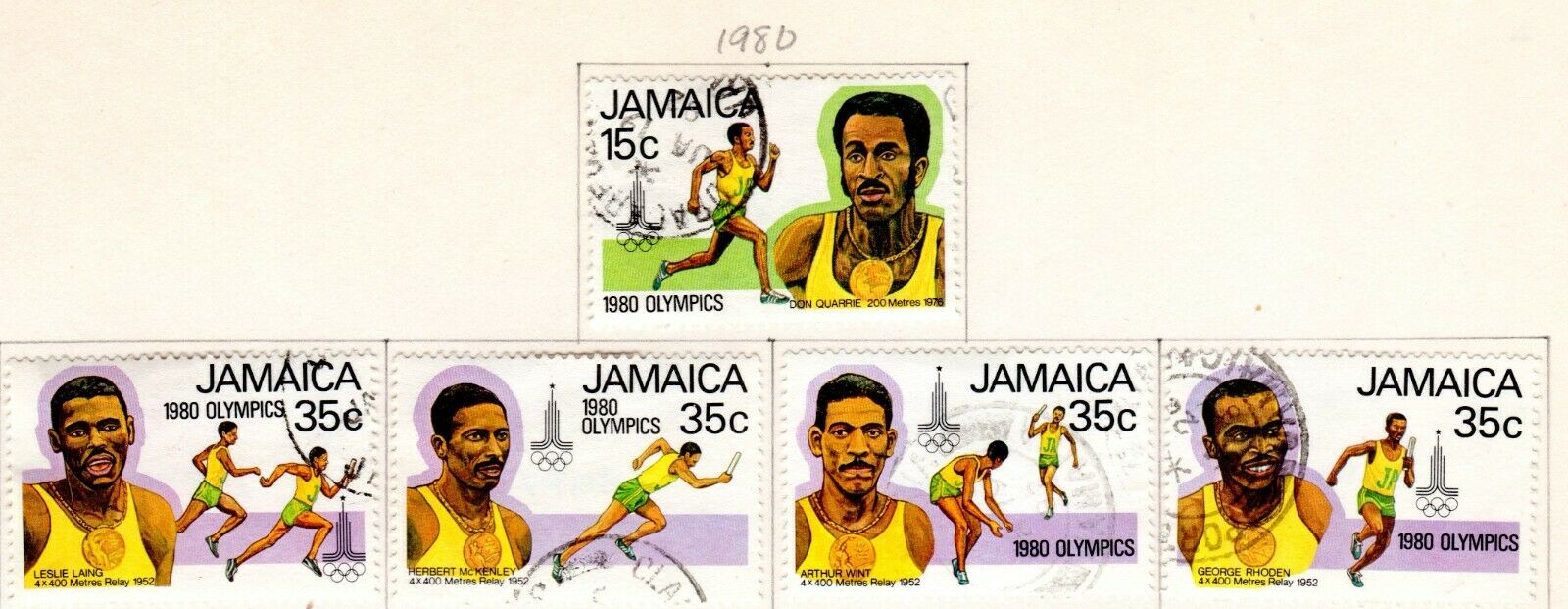 Jamaica Scott 465//498 Used on 2  Album Pages Issued 1979-1981 - Fresh Stock Dated December 2025
