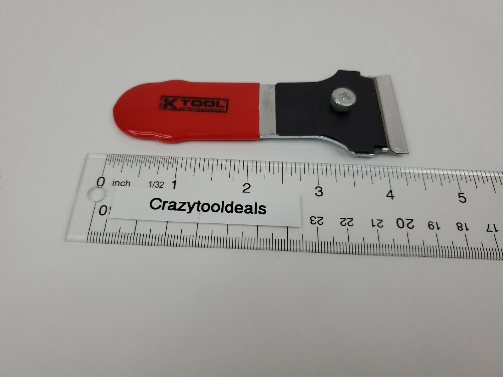 K TOOL KTI-70016 MINIATURE RAZOR BLADE SCRAPER #12 BLADE VINYL COATED HANDLE RED - Fresh Stock Dated February 2026