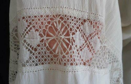 Early Vintage Long Silky Crepe Skirt Slip Handmade Bobbin Lace Trim - Fresh Stock Dated February 2026