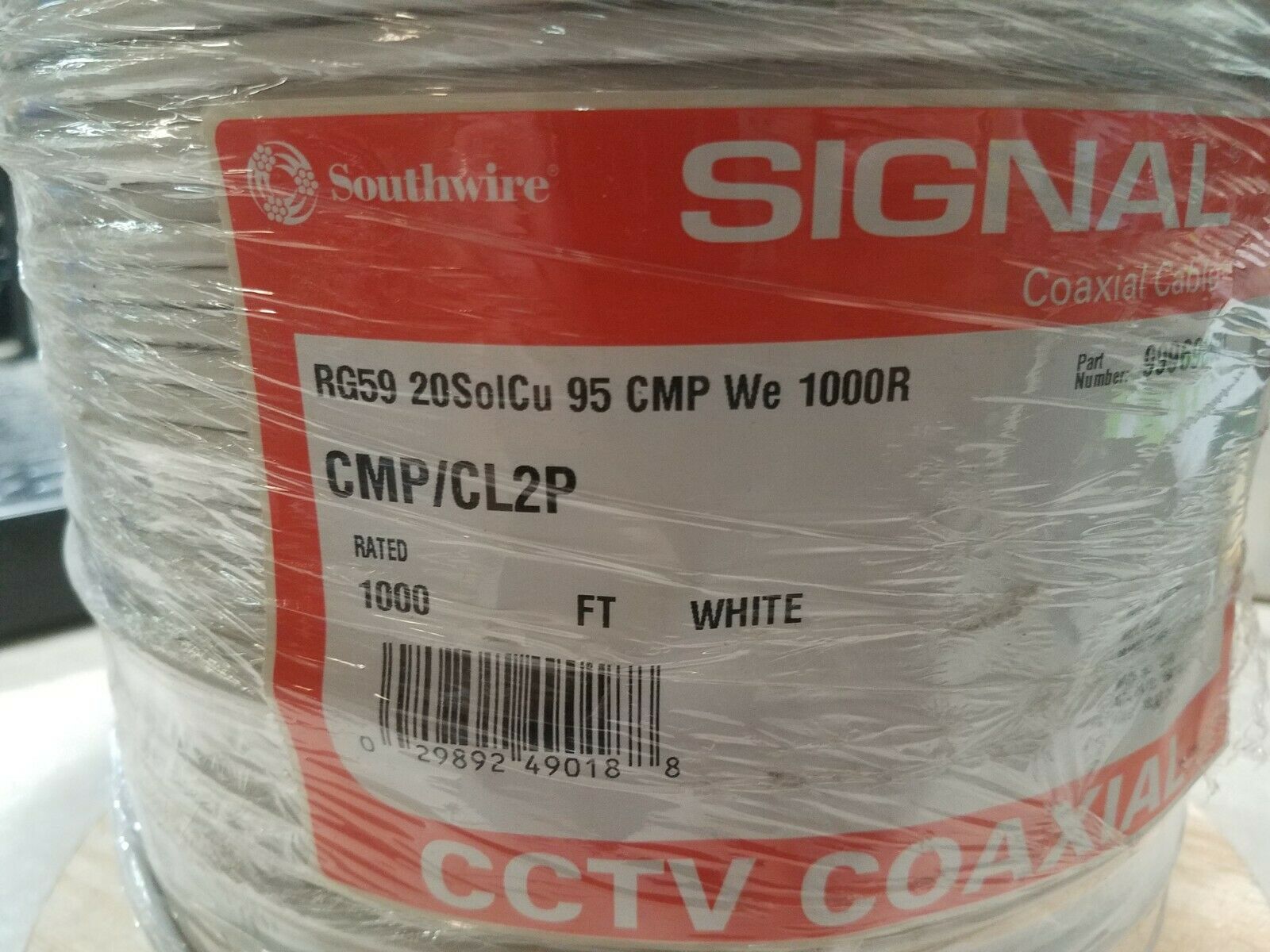Southwire Signal Coaxial Cable 1000ft RG59 20soICu 95 CMP we cmp/cl2p 999690601 - Fresh Stock Dated December 2025