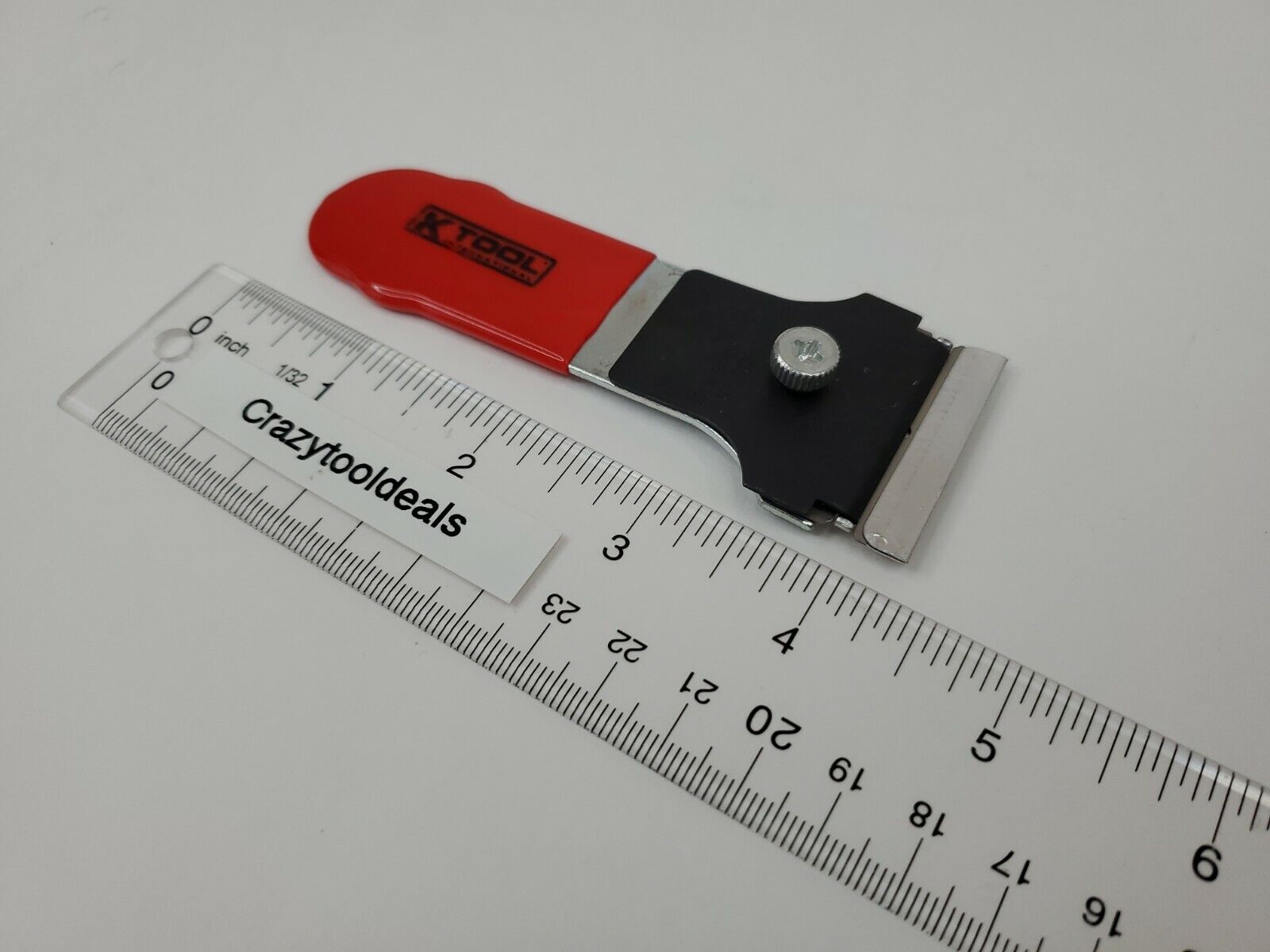 K TOOL KTI-70016 MINIATURE RAZOR BLADE SCRAPER #12 BLADE VINYL COATED HANDLE RED - Fresh Stock Dated February 2026