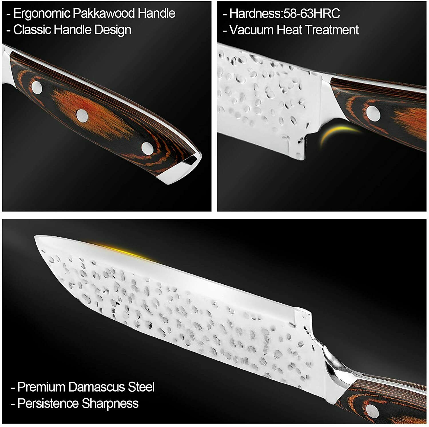 Kitchen Chef Knife Sharp Santoku Knife Stainless Steel Japanese Pakkawood Handle - Fresh Stock Dated December 2025