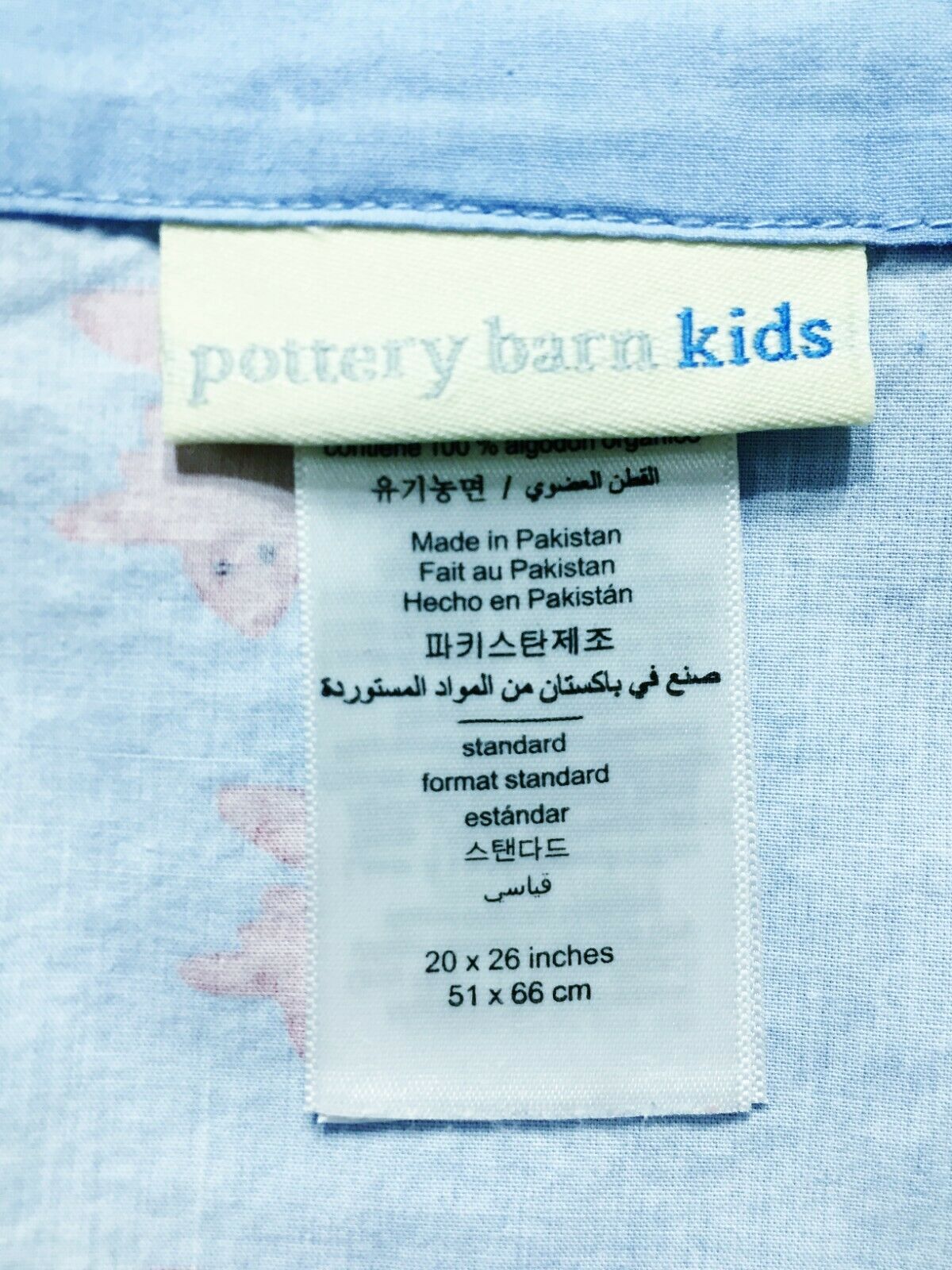 Pottery Barn Kids 100% Organic Cotton Pillow Sham Sharks Appears Unused NLA - Fresh Stock Dated December 2025