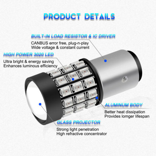 39SMD-2835 1157 LED Brake Stop Tail Light Bulbs Lamps for Motorcycle Upgarde Red - Fresh Stock Dated February 2026