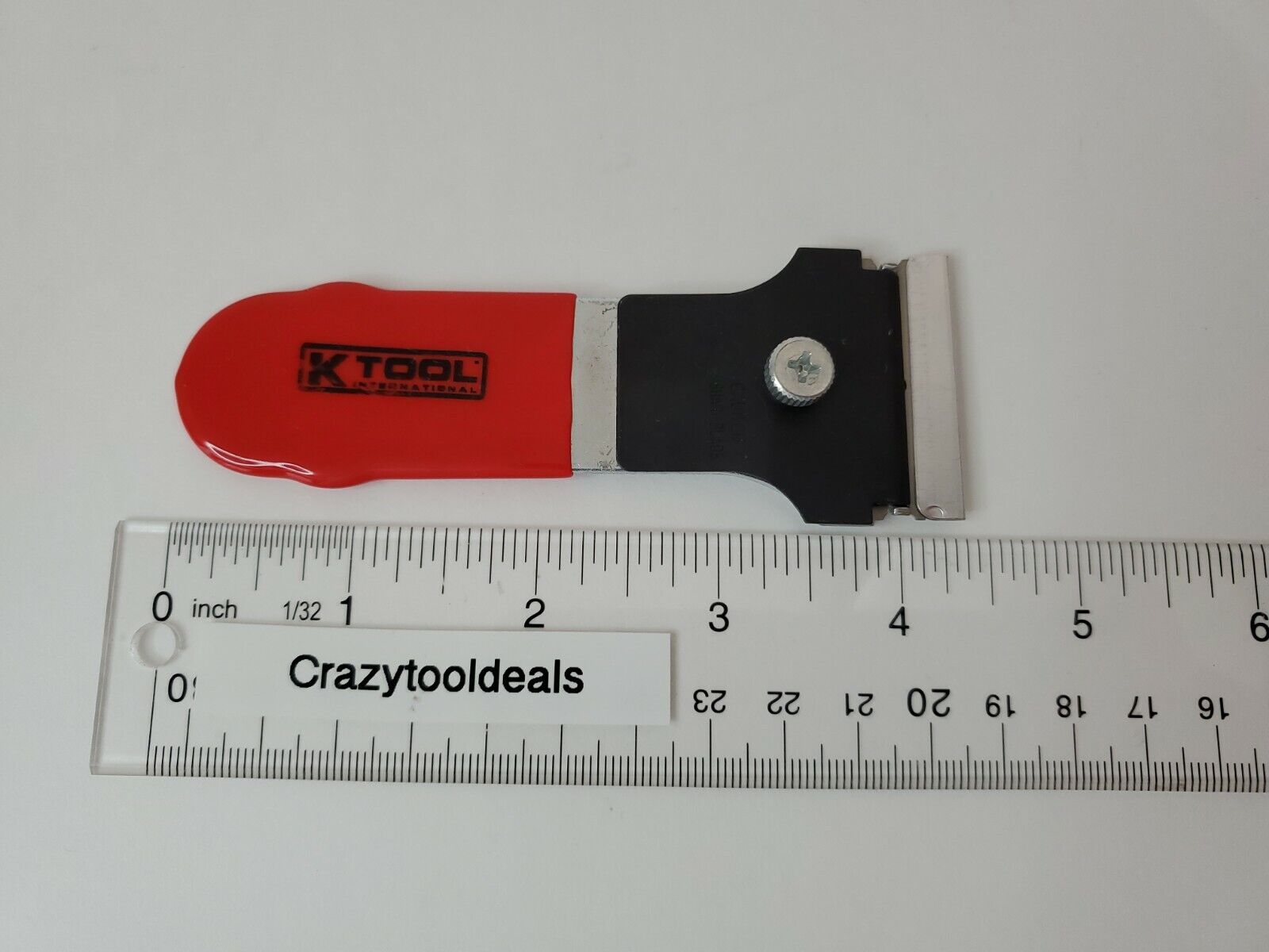 K TOOL KTI-70016 MINIATURE RAZOR BLADE SCRAPER #12 BLADE VINYL COATED HANDLE RED - Fresh Stock Dated February 2026