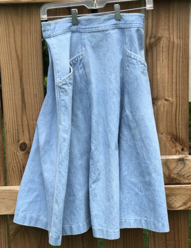 Vtg Saks Fifth Avenue Young Dimensions Wraparound Skirt Demin Chambray Size 12 - Fresh Stock Dated February 2026