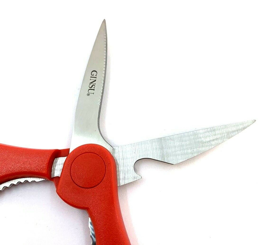 GINSU Kiso Premium Kitchen Shears Red Dishwasher Safe Stainless Steel Scissors - Fresh Stock Dated December 2025