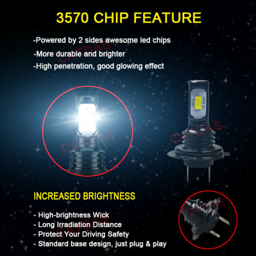 2pcs H7 LED Headlight Bulbs 6000K White For Kawasaki Ninja 300 EX300 2012-2019 - Fresh Stock Dated February 2026