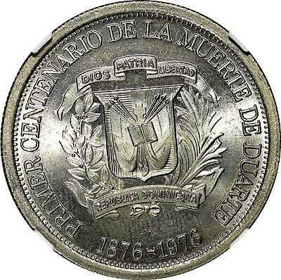 DOMINICAN REPUBLIC PROOF 1976 1/2 Peso NGC MS65 Juan Pablo Duarte KM# 44 (017) - Fresh Stock Dated December 2025