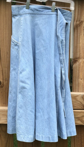 Vtg Saks Fifth Avenue Young Dimensions Wraparound Skirt Demin Chambray Size 12 - Fresh Stock Dated February 2026