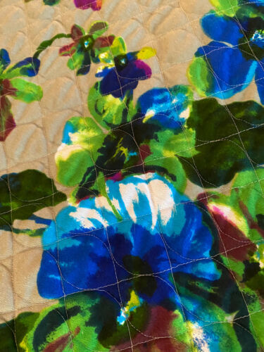 1970s MR. B of CALIFORNIA QUILTED BLUE/GREEN/BURGUNDY/GREYMOD FLORAL MAXI SKIRT - Fresh Stock Dated February 2026