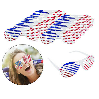 12/Set USA American Flag Shutter Glasses Shades Eyewear Beach Themed Party - Fresh Stock Dated February 2026