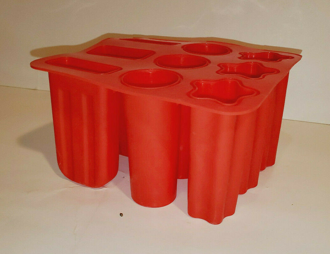 RED FLEXIBLE SILICONE FROZEN TREAT ICE POP SHAPED ICE TUBES POPSICLE MAKER MOLD - Fresh Stock Dated February 2026