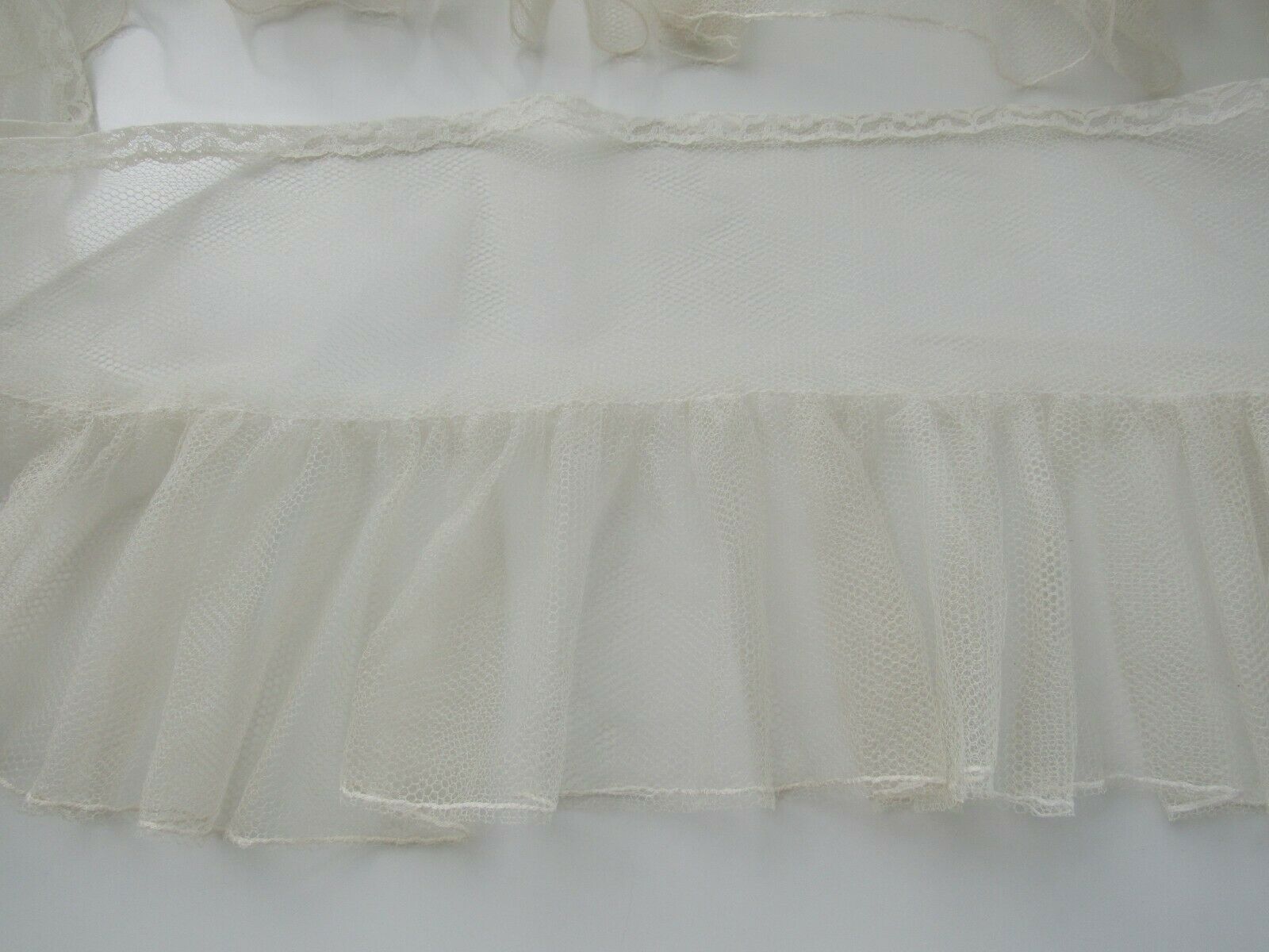 Vintage White Tulle Net & Lace Petticoat Ruffle Panel 8.5 yrds 12