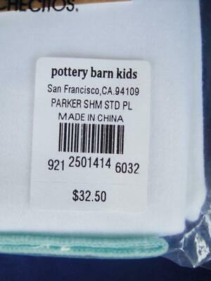 Pottery Barn Teen 2 Parker Embroidered Standard Shams Pool White Cotton NWT Pair - Fresh Stock Dated December 2025