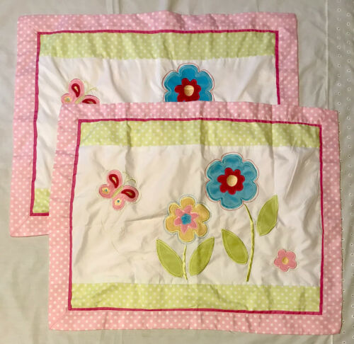 Standard Pillow Shams Set of 2 & Butterfly Pillow, Flower, Pink Polkadot NEW - Fresh Stock Dated December 2025