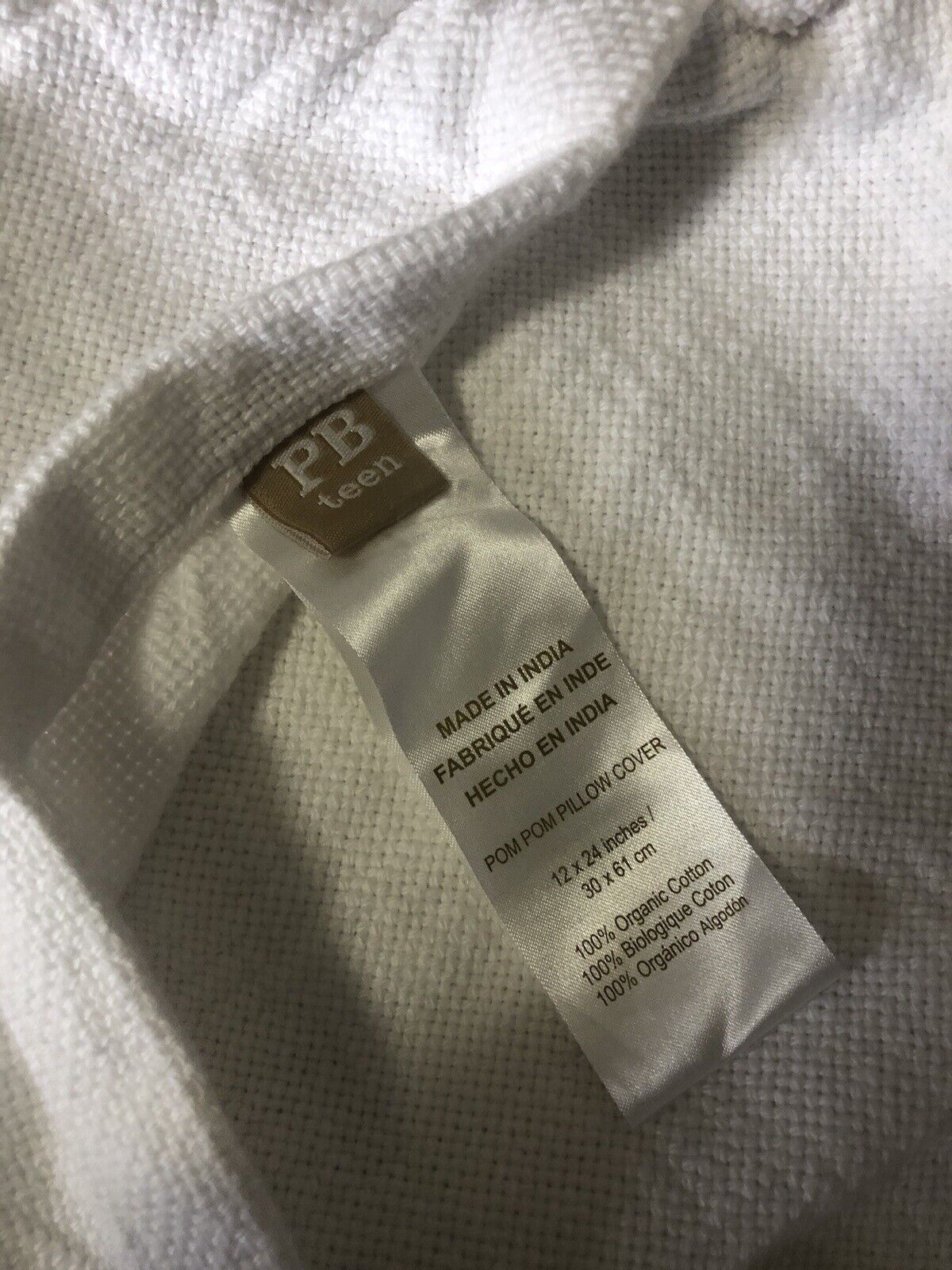 Pottery Barn Teen Pom Pom Organic Pillow Cover 12