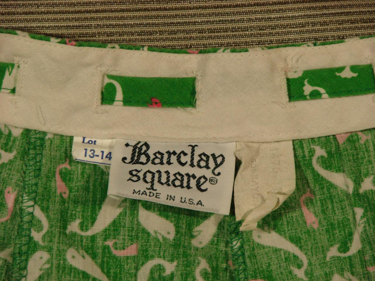 70's Vintage Barclay Square Whale Print A-Line Skirt 13/14 green whale print - Fresh Stock Dated March 2026