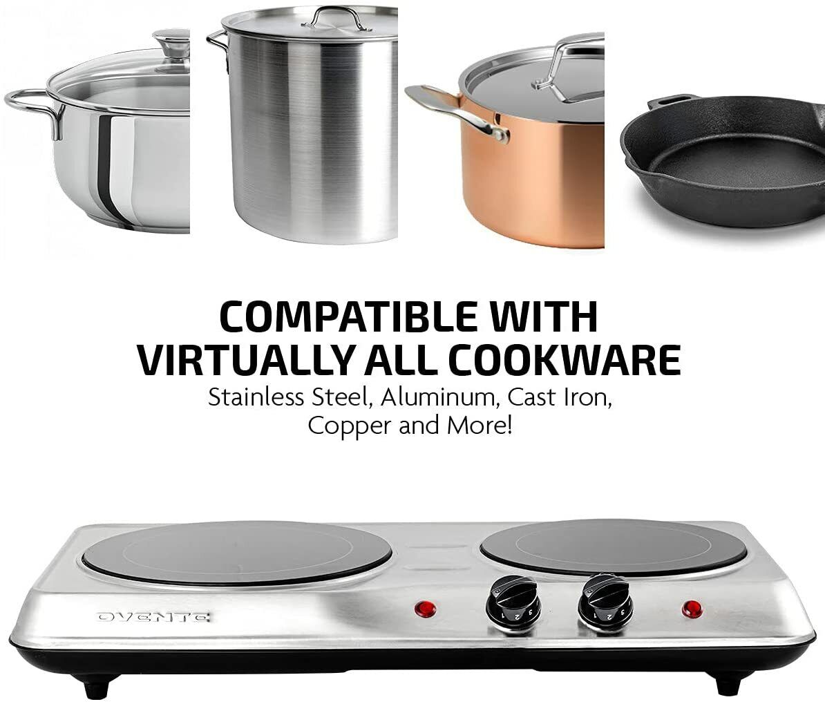 Estufa Cocina Electrica 2 Hornillas Portatil Para Campamento Camping Casa NUEVO - Fresh Stock Dated February 2026