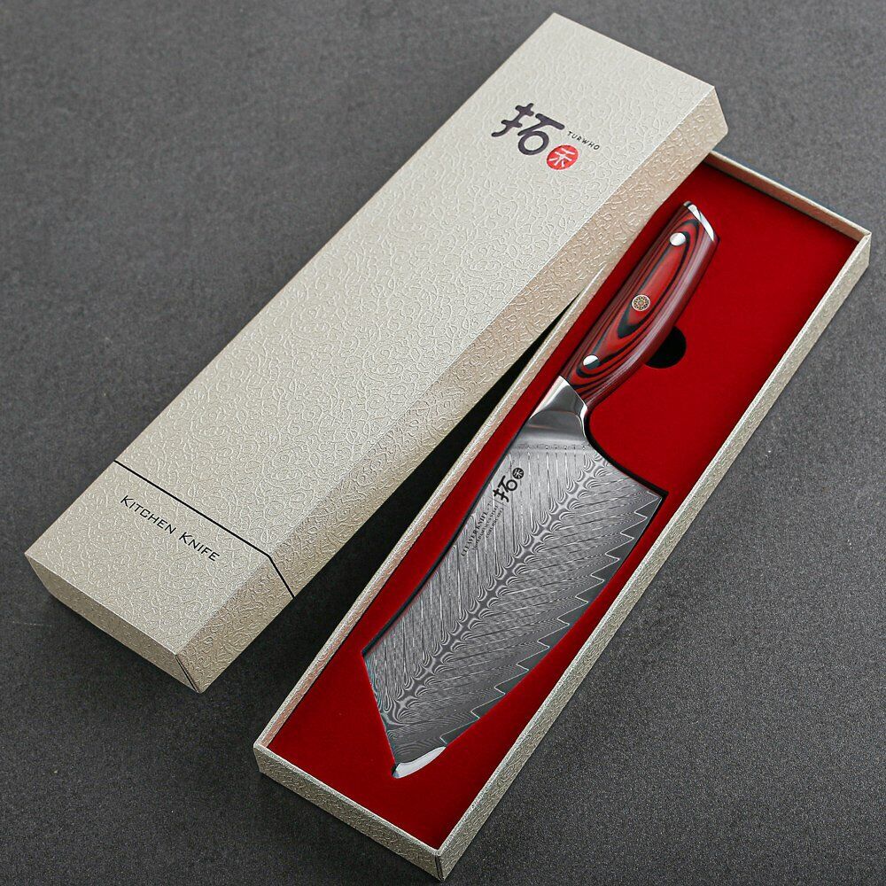 TURWHO 7inch Cleaver Knife 67-Layer Japanese VG10 Damascus Steel Kitchen Knife - Fresh Stock Dated December 2025