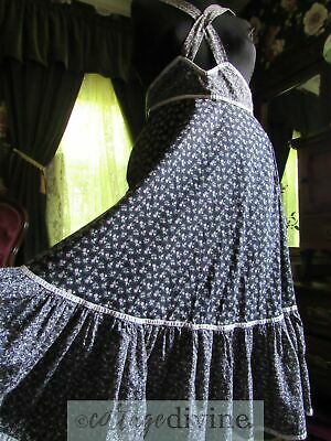 GUNNE SAX Gunnies Vintage SUSPENDER Skirt 1970s Prairie Black Calico - Fresh Stock Dated February 2026