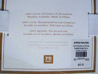 Pottery Barn Teen 2 Parker Embroidered Standard Shams Pool White Cotton NWT Pair - Fresh Stock Dated December 2025