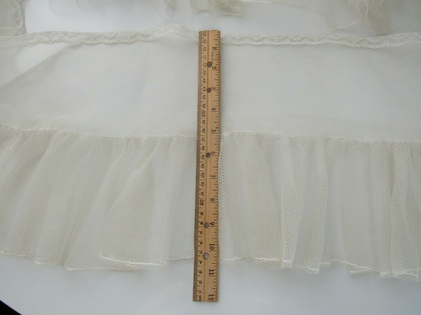 Vintage White Tulle Net & Lace Petticoat Ruffle Panel 8.5 yrds 12