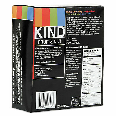 KIND Fruit and Nut Bars Blueberry Vanilla and Cashew 1.4 oz Bar 12/Box 18039 - Fresh Stock Dated December 2025