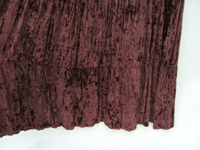 womens vintage M/L brown crushed velvet broomstick maxi skirt - Fresh Stock Dated February 2026